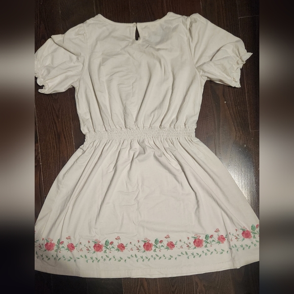 Kawaii Floral Off-White Flare Dress - Picture 3 of 4